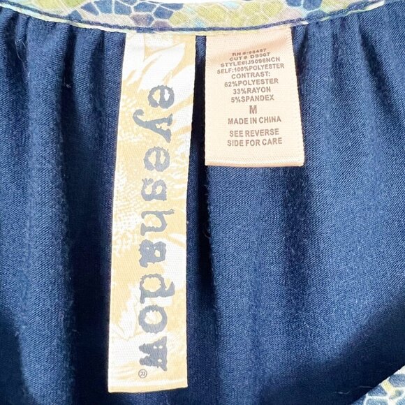 Eyeshadow Ruffled Tiered Floral Print Camisole Tank Top. Blue/Green. Size M - Picture 6 of 11